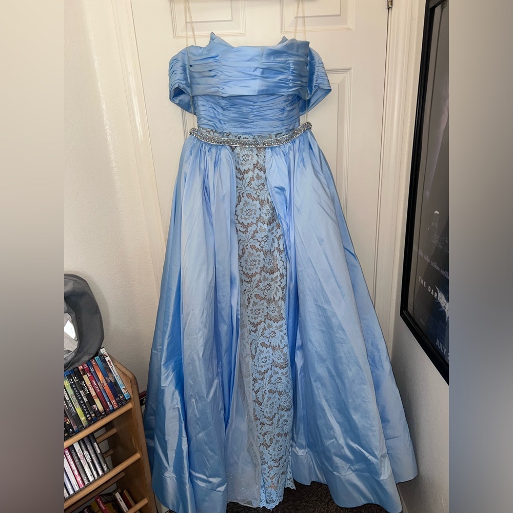 Size 10 Tarik Ediz baby blue gown with over skirt